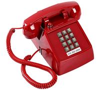 Traditional Red Landline Phone, Retro Corded Telephone with Message Indicator, Classic 2500 Analog Desk Phone, Vintage Corded Desk Telephone Large Button, Old Red Telephone Landline for School,Home