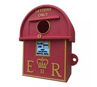 Traditional Red Post Box Bird Nesting House - British Royal Mail Style Birdhouse with Gold Detailing | Weather-Resistant Garden Nesting Box for Small Birds | Wall or Tree Mounted