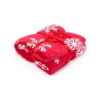 Traditional Red Snowflake Plaid Christmas Blanket | Super Soft Luxury Sherpa Fleece Throw Blanket | Snug Throw Sofa Bed Plush Blanket 150 X 130cm