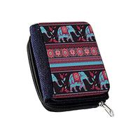 Traditional Retro Indian Elephant Oriental Ethnic Pattern Vintage Colourful Women’s Denim Coin Wallet, Girls Purse, Gift Purse Wallet Birthday Gift.