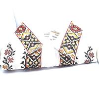 Traditional Romanian Embroidered Blouse, White with Red and Orange Floral Pattern, Handcrafted Folk Design