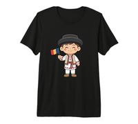 Traditional Romanian Peasant Boy Flag for Kids Design Premium T-Shirt