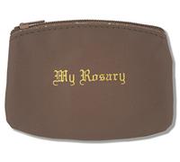 Traditional Rosary Pouch with Embossed "My Rosary" (Brown)