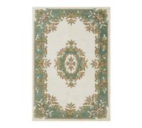 Traditional Rug, Cream Green Floral Rug, 20mm Thickness Bordered Rug, Handmade Living Room Rug, Wool Rug-200Cm X 285Cm