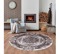 Traditional Rug Oriental Mat Extra Large Area Rugs for Hallway Kitchen Living Room Office Bedroom Aisle Corridor (Cream, 120 x 120 cm (4 ft Round))
