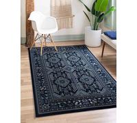 Traditional Rug Persian Medallion Oriental Design Carpet Vintage Floral Pattern for Living Room & Bedroom Soft Non-Slip Area Mat (Navy, 80x150 CM)