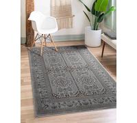Traditional Rug Persian Medallion Oriental Design Carpet Vintage Floral Pattern for Living Room & Bedroom Soft Non-Slip Area Mat (Grey, 200x290 CM)