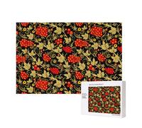 Traditional Russian Cranberry,300 Pieces Wooden Jigsaw Family Game Jigsaw Puzzles for Adults Teens Home Decor