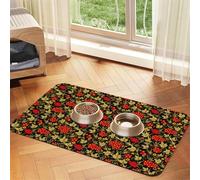 Traditional Russian Cranberry,Waterproof Pet Feeding Mat,Cat Dog Placemats for Food and Water, PU Leather Food Mats,40x60cm