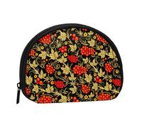 Traditional Russian Cranberry, Women's Storage Bag Shell Makeup Bag Small Coin Purse Shell Change Pouch