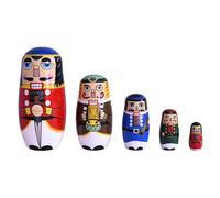 Traditional Russian Dolls - 5PCS Wooden, Stackable Holiday Art | Handcrafted Nested Toys for Children, Perfect for Christmas, Birthday Decoration, Collectible & Cultural Gift.