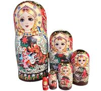 Traditional Russian Stacking Dolls 7PCS Wooden Baby Toy for Early Learning Interactive Cultural Family Game Cultural Learning Toy for Kids