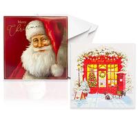 Traditional Santa and Post Office Christmas Cards Boxed Assorted Festive Theme - 20 Cards in 2 Traditional Designs & Envelopes