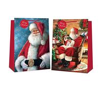 Traditional Santa's Christmas Party Super Jumbo Gift Bags With Rope Handle and Gift Tags