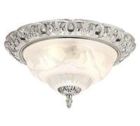 Traditional Satin Nickel and Floral Glass Flush Ceiling Light by Happy Homewares