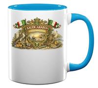 Traditional Saudi Arabian Heritage Scene Ceramic Tea Coffee Mug Light Blue