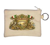 Traditional Saudi Arabian Heritage Scene Key Chain Coin Purse Beige