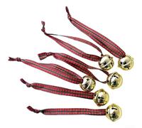 Traditional Scottish Checkered Bell Ornaments for Christmas Tree Hanging with Iron Construction and Cloth Detailing (E)