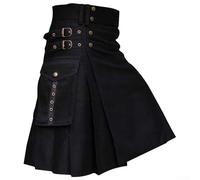Traditional Scottish Festival Men Kilt Pleated Skirt Solid Color Medieval Style Suitable for Daily Wear and Holiday Occasions (2XL Black)
