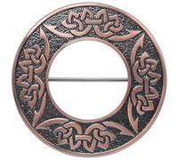 Traditional Scottish Fly Plaid Kilt Brooch - Elegant Pewter Celtic Knot Design, Antique Sash Brooch Pin, Stylish Chrome Accessory for Men's Highland Tartan Kilt Outfit (Celtic Knot, Bronze - Finish)