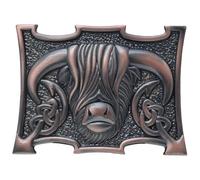 Traditional Scottish Heilan Coo Kilt Belt Buckle, Highland Cow Kilt Buckle Made from Pewter - Elegant Celtic Kilts Accessory for Men - Size 10cm x 7.6cm (Bronze Finish)