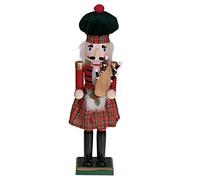 Traditional Scottish Nutcracker by Clever Creations | Wearing Plaid Kilt, Green Hat and Holding Bagpipes | Festive Collectable Christmas Decor | Perfect for Shelves and Tables | 100% Wood | 15” Tall
