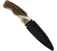 Traditional Sgian Dubh With Buffalo Cap Horn Finish Leather Holder Scottish Made
