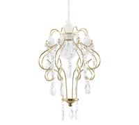 Traditional Shabby Chic Chandelier Style Pendant Shade with Acrylic Droplets Happy Homewares Gold One Size