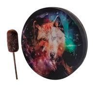 TRADITIONAL SHAMAN DRUM - Handmade solid wood, smooth leather , circular spiritual design, comfortable hand grip | Perfect meditation ritual instrument for ceremonies and p
