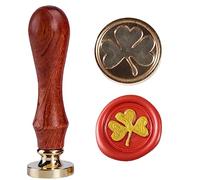 Traditional Shamrock Sealing Wax Stamp Clover Wax Seal 2.5cm 0.98'' Brass Seal,Lucky Stamp Head with Unique Wooden Handle Vintage Seal Stamp for Friendship Party Invitations Envelopes Gift Packing