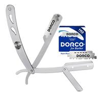 Traditional Shaving Set - The Shave Factory Metal Straight Razor & 100 DORCO Single Edge Razor Blades - Ideal Kit For Professional Barbers And