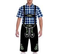Traditional Shirt Men's Green Checked Shirt Men's Oktoberfest Shirt Butten-Down Traditional Shirts Non-Iron Short Sleeve Shirts Cotton Classic Comfortable Traditional Shirt Bavarian Checked Shirt for