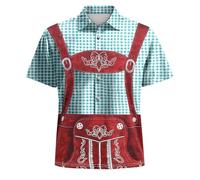 Traditional Shirt Men's Oktoberfest Men's Outfit German Bavarian Bavarian Leather Trousers Polo Shirt Hawaiian Shirt Short Sleeve Butten-Down Cotton Classic Breathable Costume Shirt Fashion Checked