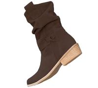 Traditional Shoes Women's Beige Flat Cowboy Ankle Boots Women's Suede Country Boots with Zip Western Boots Wide Shaft Half Boots Plain Traditional Shoes Non-Slip Riding Boots, coffee, 9 UK