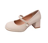 Traditional Shoes Women's Dirndl Shoes Mary Jane with Pearl Buckle Chunky Heel Elegant Pumps Block Heel Wide Feet Clasp Pump Dirndl Shoes Oktoberfest Wedding Dance Shoes
