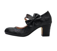 Traditional shoes, women's dirndl shoes, traditional dirndl shoes, classic high heel with round Oktoberfest trainers, high shoes, summer shoes, elegant bridal shoes, wedding shoes, black, 10 UK