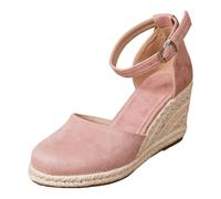 Traditional Shoes Women's Elegant Dirndl Shoes Summer Boho Wedge Heel Espadrilles Lightweight Closed Sandals Large Sizes Casual Wedge Pumps Wedge Sandals Platform Wedding, pink, 5 UK