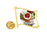Traditional Singapore Nasi Lemak Golden Metal Flag Lapel Pin Badge