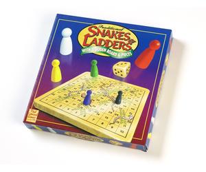 Traditional Snakes & Ladders with Wooden Board and Pieces
