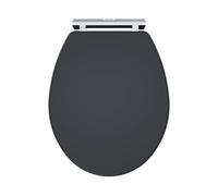 Balterley Wooden Oval Shape Toilet Seat Soft Close, Top Fix Soft Close Toilet Seat, Oval Seats for Toilets with Adjustable Hinges & Quick Release for Easy Cleaning - 350 x 451 x 60 mm (Dark Grey)