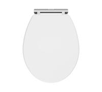 Balterley Wooden Oval Shape Toilet Seat Soft Close, Top Fix Soft Close Toilet Seat White, Oval Seats for Toilets with Adjustable Hinges & Quick Release for Easy Cleaning - 350 x 451 x 60 mm (White)