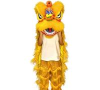 Traditional Southern Lion Dance Costume, for Aged 7-18, Performance Outfit For School Performances, Team Training, Celebrations(Yellow)