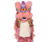 Traditional Southern Lion Dance Costume, for Aged 7-18, Performance Outfit For School Performances, Team Training, Celebrations(Pink)