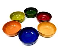 Traditional Spanish Ceramic Dipping/Tapas/Sauce/Snack/Nibbles Small Bowls - Set of 6 - RED, Blue, Green, Yellow, Orange, Lime - 10cm