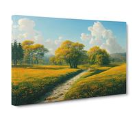 Traditional Spring Meadow Landscape Canvas Print | Gallery Wrapped 30mm Frame Wall Art | 30x20 inches | Ready to Hang | Classic Landscape Picture | Living Room Bedroom Lounge Office