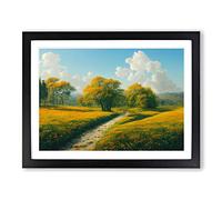 Traditional Spring Meadow Landscape Framed Print | A2 Black Framed Wall Art | Ready to Hang | Classic Landscape Picture | Living Room Bedroom Lounge Office