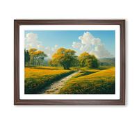 Traditional Spring Meadow Landscape Framed Print | A4 Walnut Framed Wall Art | Ready to Hang | Classic Landscape Picture | Living Room Bedroom Lounge Office