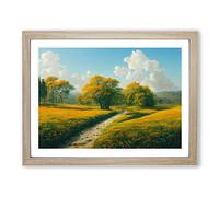 Traditional Spring Meadow Landscape H1022 Framed Print for Living Room Bedroom Home Office Décor, Wall Art Picture Ready to Hang, Oak A4 Frame (34 x 25 cm)