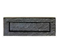 Traditional Sprung Letterbox Plate - 233mm Fixing Centres - Black Antique Finish | Front Door Letterbox Plate Cover - Interior/Exterior Mailbox Tidy - Door Post Flap