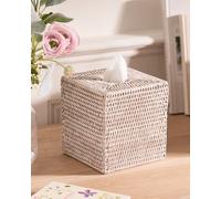 Traditional Square White Rattan Tissue Box Cover Dibor Natural One Size